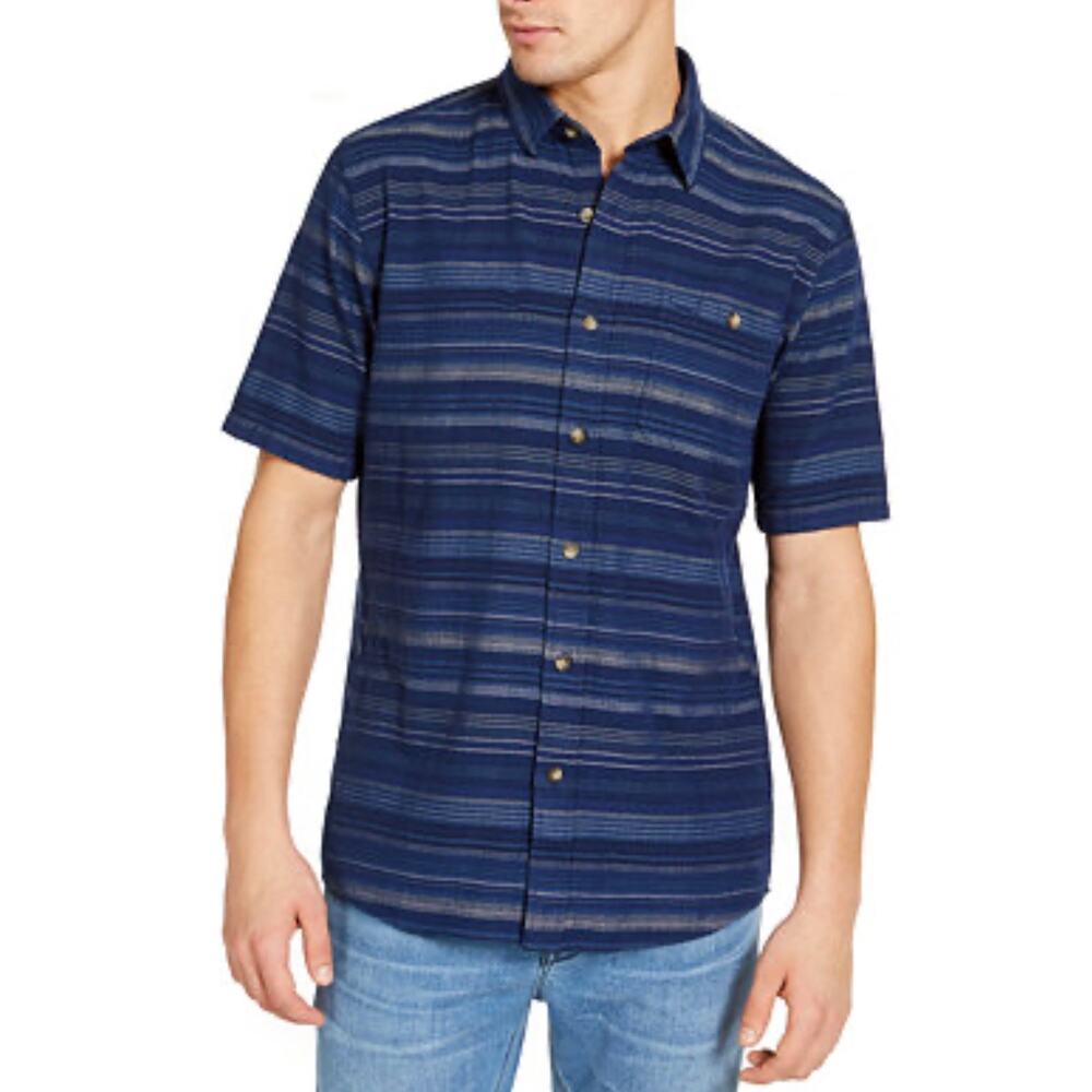 Pendleton Mens Slim Fit Kay Street Striped Short Sleeve Button Up Shirt Size L